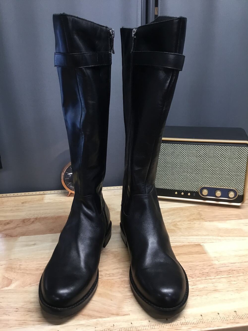 Easy Spirit Aubrey Women's 7 M Black Leather Side Zipper Knee High Casual Boots